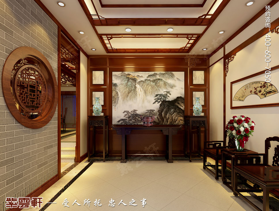 別墅門(mén)廳簡(jiǎn)約古典中式裝修圖片