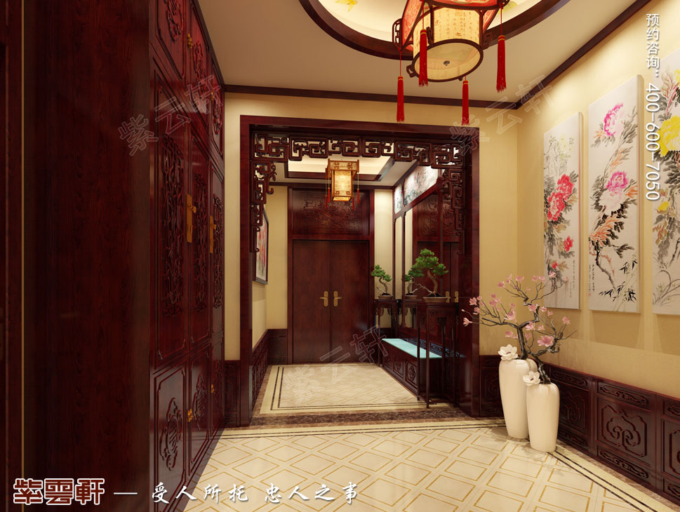 別墅門(mén)廳古典中式裝修效果圖