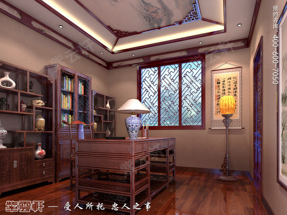 古典中式風(fēng)格別墅<a href=http://www.disposabletattoopen.com/shufangzhs/ target=_blank class=infotextkey>書(shū)房裝修效果圖</a>