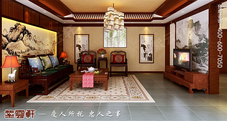 簡(jiǎn)約古典中式風(fēng)格別墅<a href=http://www.disposabletattoopen.com/qijushi/ target=_blank class=infotextkey>起居室裝修效果圖</a>