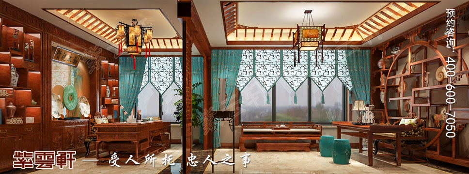 別墅主臥書(shū)房簡(jiǎn)約古典中式裝修效果圖