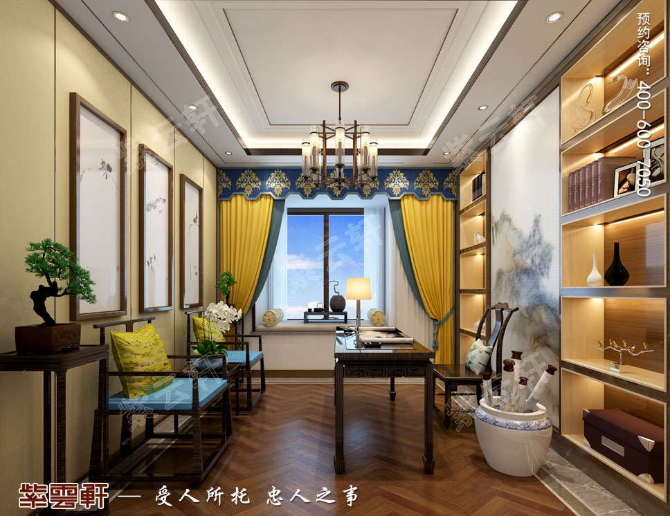 別墅女兒房書(shū)房簡(jiǎn)約古典中式裝修效果圖