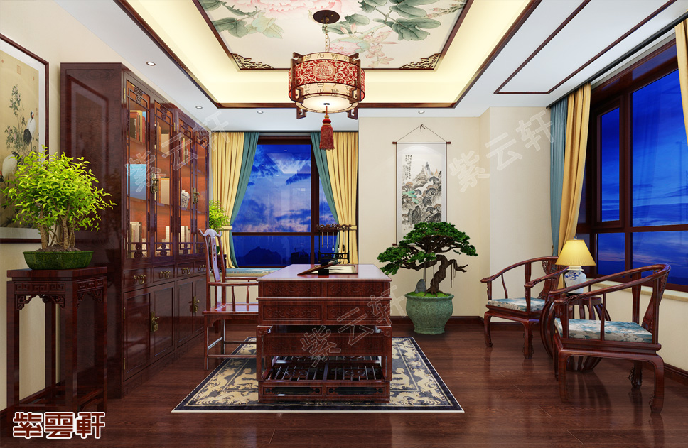 中式<a href=http://www.disposabletattoopen.com/shufangzhs/ target=_blank class=infotextkey>書房裝修效果圖</a>