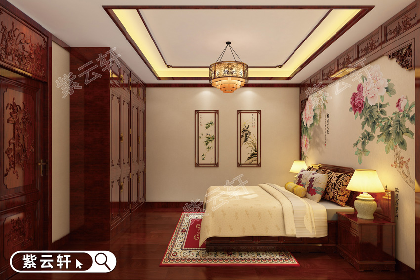 臥室<a href=http://www.disposabletattoopen.com/ target=_blank class=infotextkey>中式裝修效果圖</a>