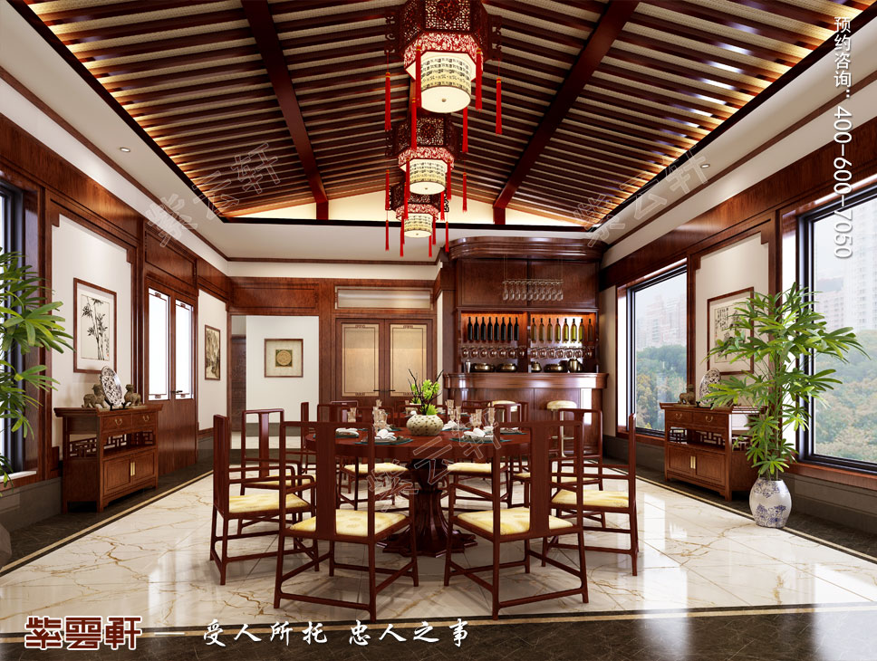 大餐廳現(xiàn)代中式風格裝修