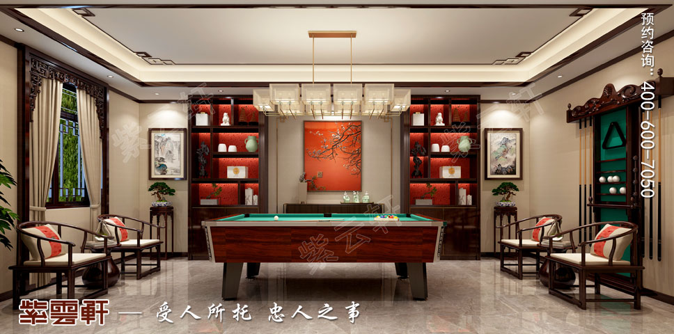 臺球廳現(xiàn)代中式風格裝修