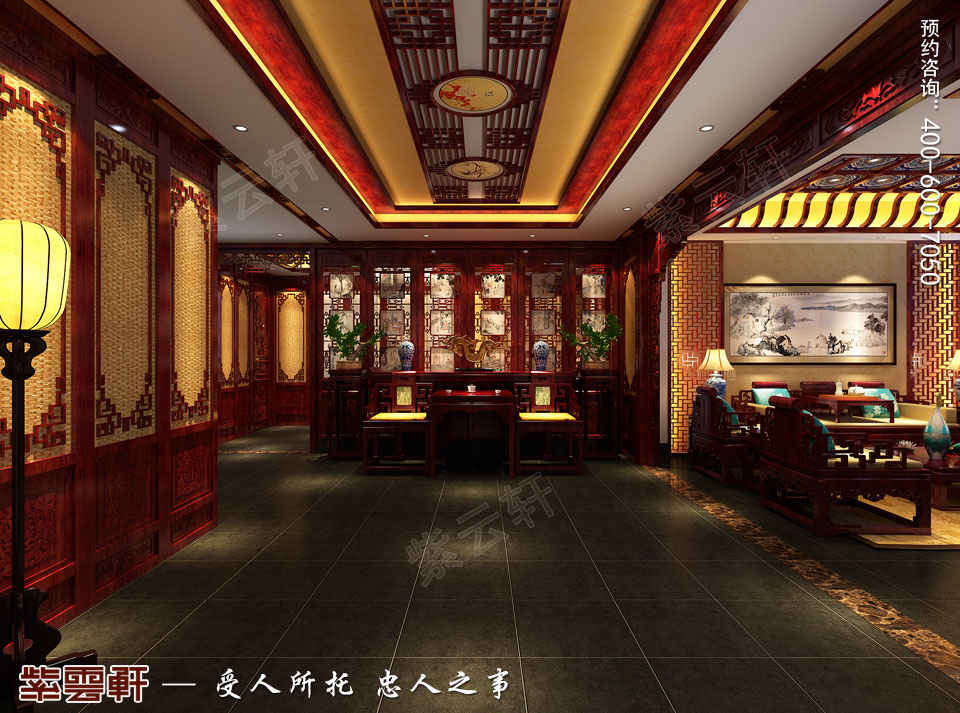 古典中式裝修私人會(huì)所過(guò)廳效果圖
