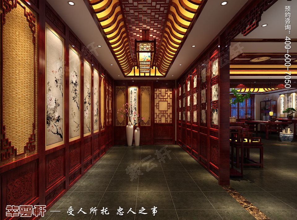 古典中式裝修設(shè)計(jì)私人會(huì)所過(guò)廳效果圖
