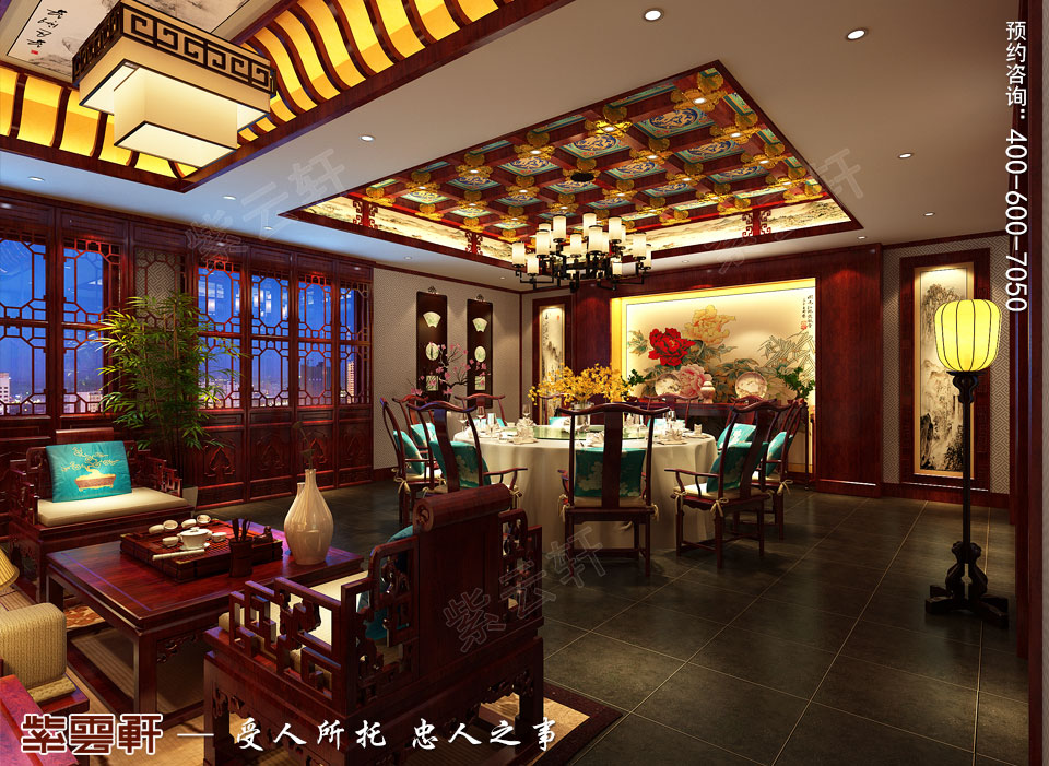 古典中式裝修私人會(huì)所餐廳效果圖