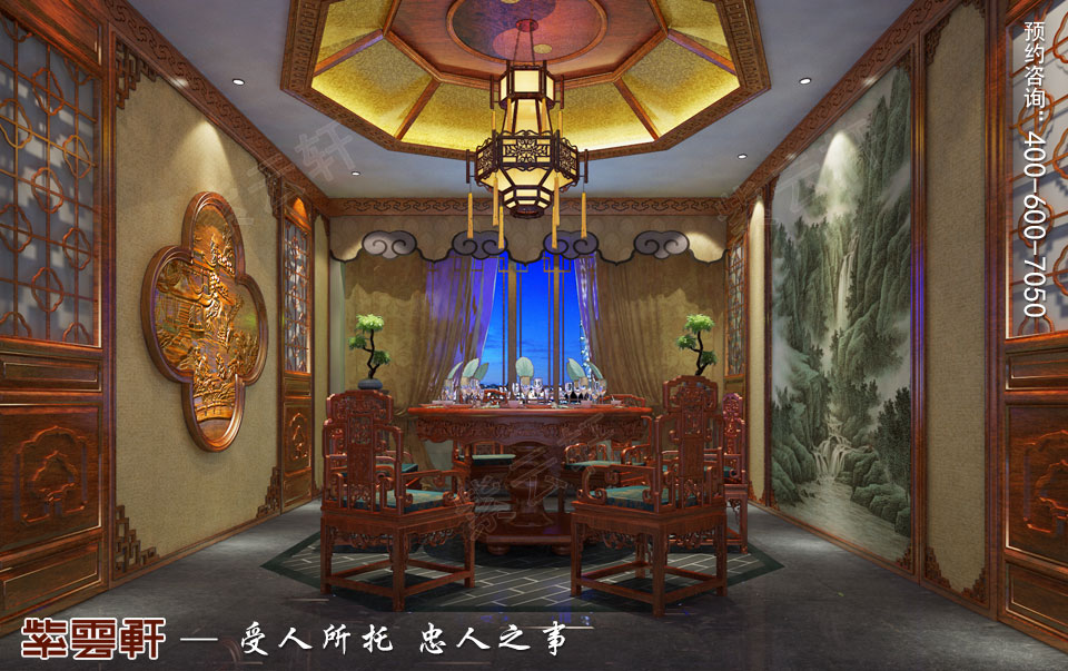 私人會所餐廳田園中式裝修圖