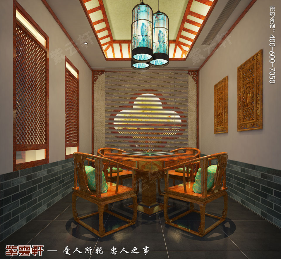 私人會所棋牌室田園中式裝修圖