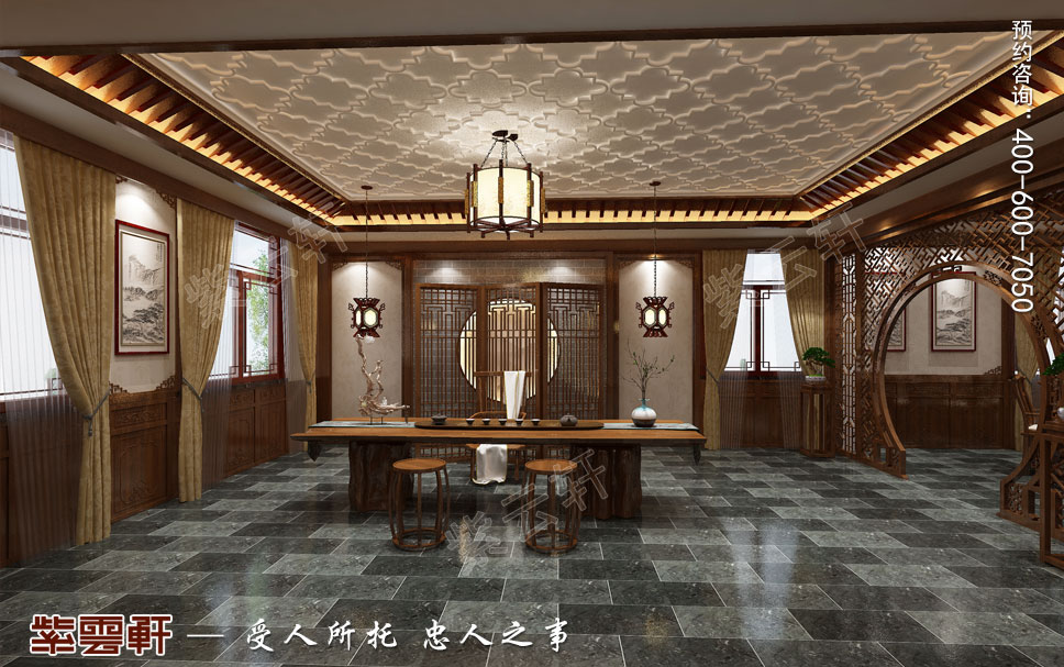 茶室現(xiàn)代中式裝飾效果圖
